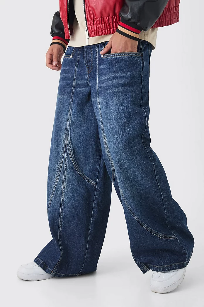 Extreme Baggy Rigid Panelled Tinted Denim Jeans | boohooMAN USA Extreme Baggy Rigid Panelled Tinted Denim Jeans | boohooMAN USA